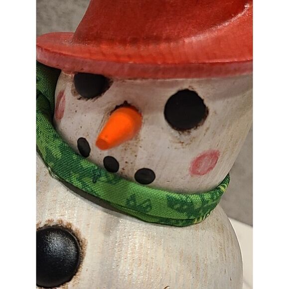 VTG Wooden Hand Painted Folk Art Snowman 7.5" Handmade Holiday Season Décor EUC - Picture 5 of 6